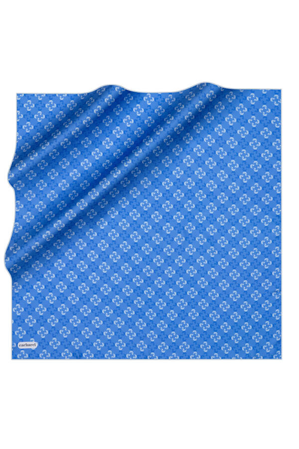 Mavi 90X90 İpek Twill Eşarp - 1