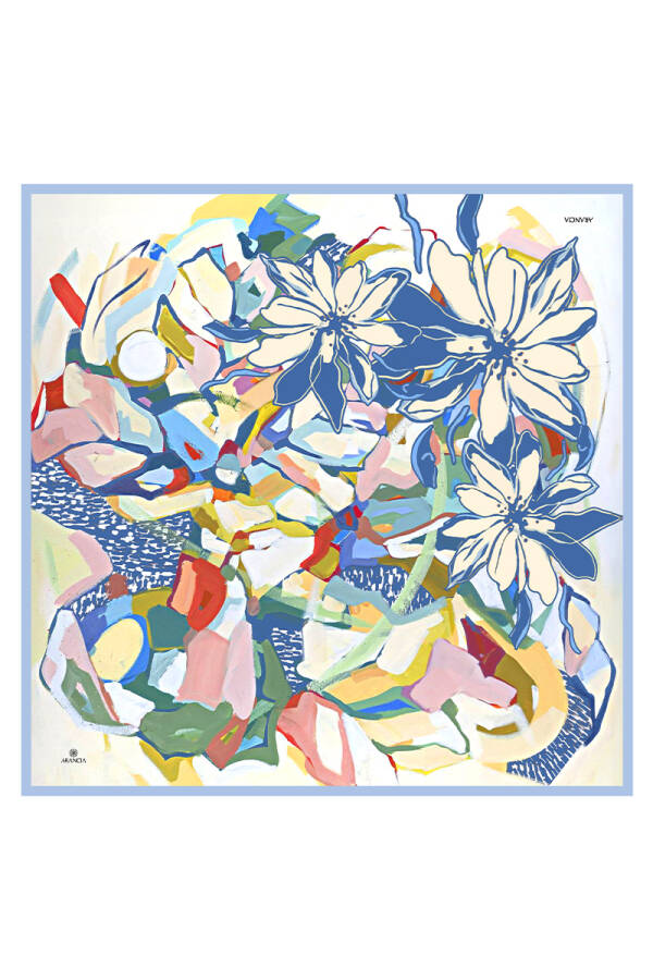 Mavi 90X90 İpek Twill Eşarp - 1