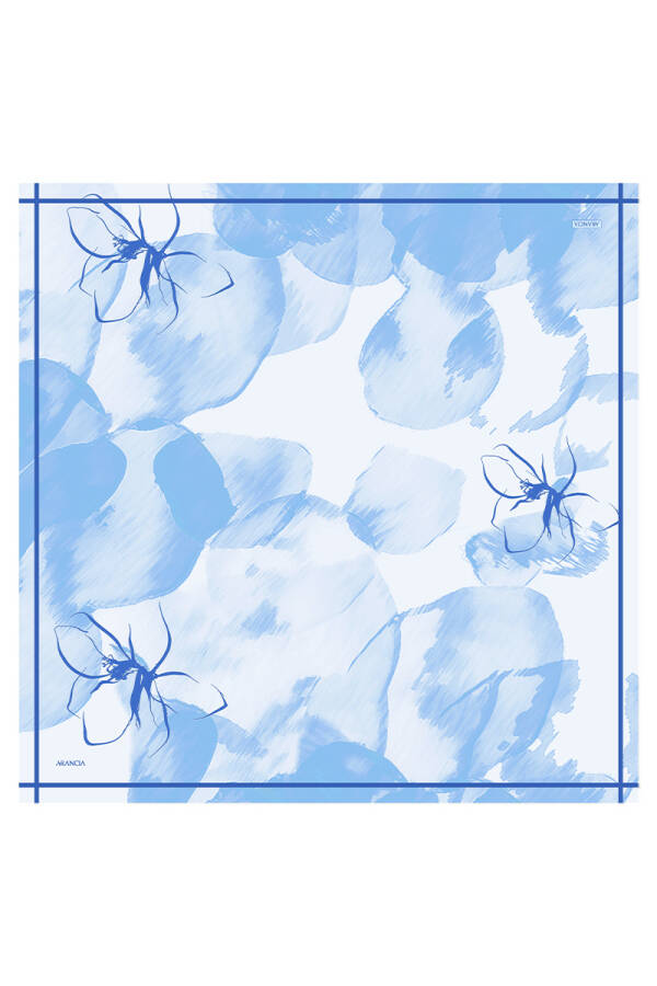 Mavi 90X90 İpek Twill Eşarp - 1