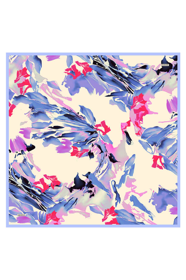 Mavi 90X90 İpek Twill Eşarp - 1