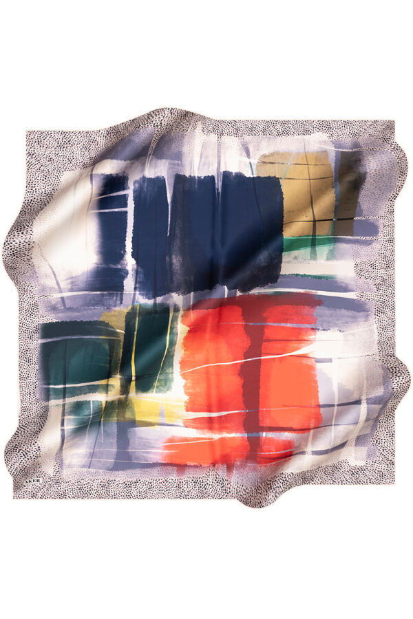 Mavi 90X90 İpek Twill Eşarp - Aker