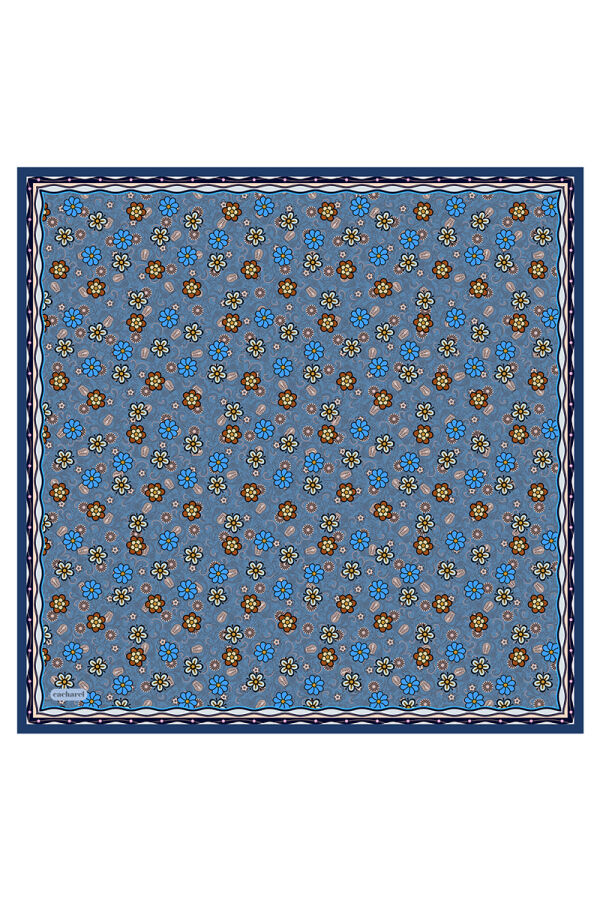 Mavi 90X90 İpek Twill Eşarp - Cacharel