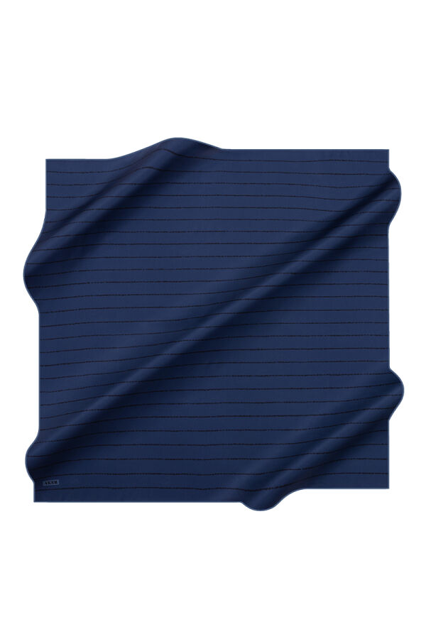 Mavi 90X90 İpek Twill Eşarp - Aker