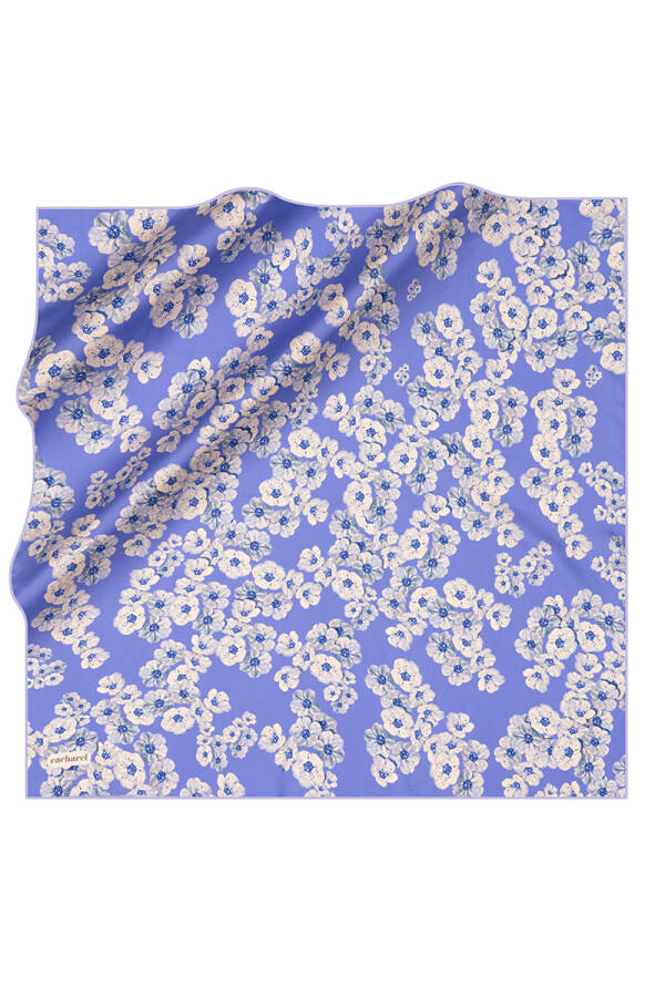 Mavi 90X90 İpek Twill Eşarp - 1