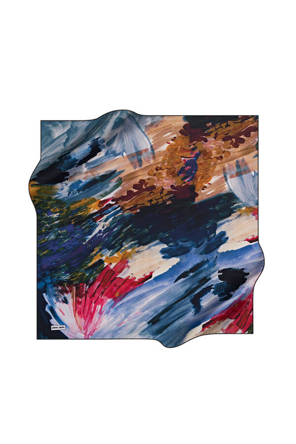 Renkli 90X90 Pierre Cardin Polyester Tivil Eşarp - 1