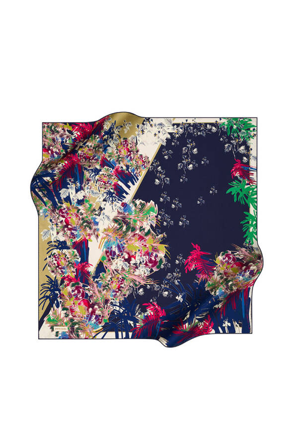 Çiçek Desenli 90X90 Pierre Cardin Tivil Eşarp - 1