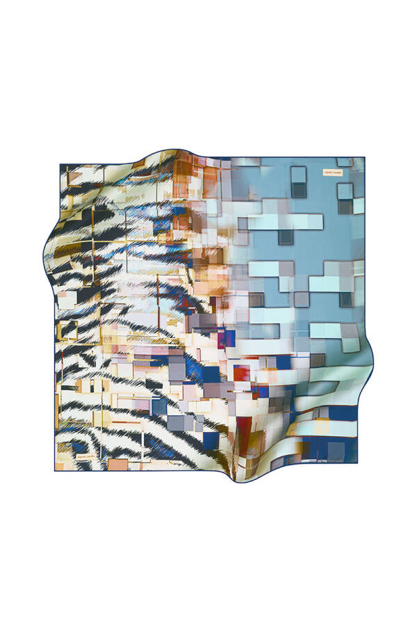 Renkli 90X90 Pierre Cardin Tivil Eşarp - 1
