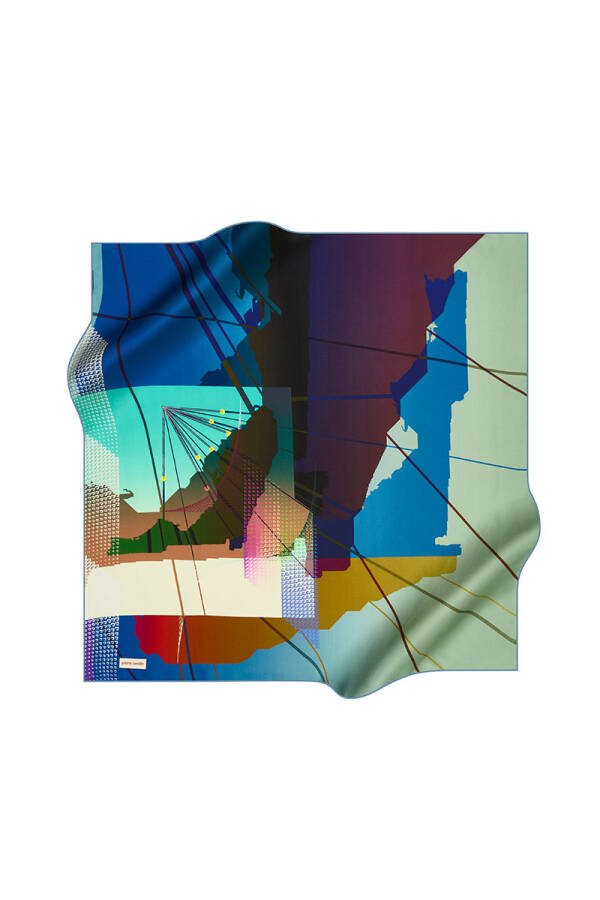 Geometrik Desenli 90X90 Pierre Cardin Tivil Eşarp - 1