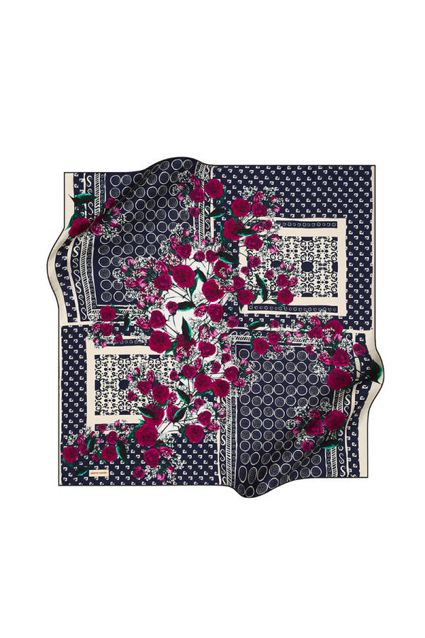 Çiçek Desenli 90X90 Pierre Cardin Tivil Eşarp - 1