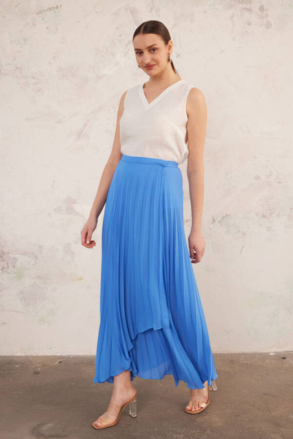 Mavi Anvelop Piliseli Etek - 1