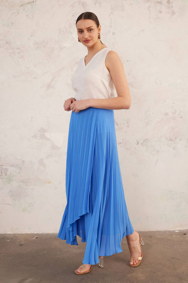 Mavi Anvelop Piliseli Etek - 4