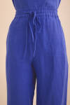 Mavi Beli Lastikli Keten Pantolon - 6