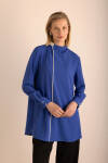 Mavi Biye Detaylı Dokuma Tunik - 1