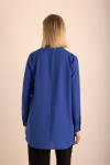 Mavi Biye Detaylı Dokuma Tunik - 6