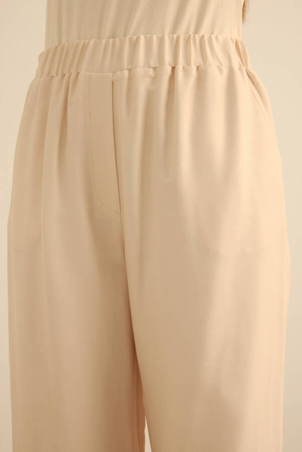 Mavi Çizgi Desenli , Beli Lastikli Cotton Pantolon - 6