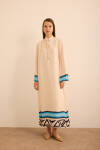 Mavi Çizgi Desenli Cotton Elbise - 1