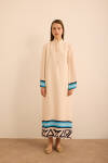 Mavi Çizgi Desenli Cotton Elbise - 2