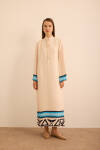 Mavi Çizgi Desenli Cotton Elbise - 5