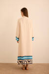 Mavi Çizgi Desenli Cotton Elbise - 7