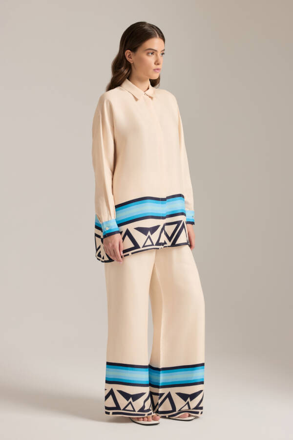 Mavi Çizgi Desenli Cotton Tunik - Aker (1)