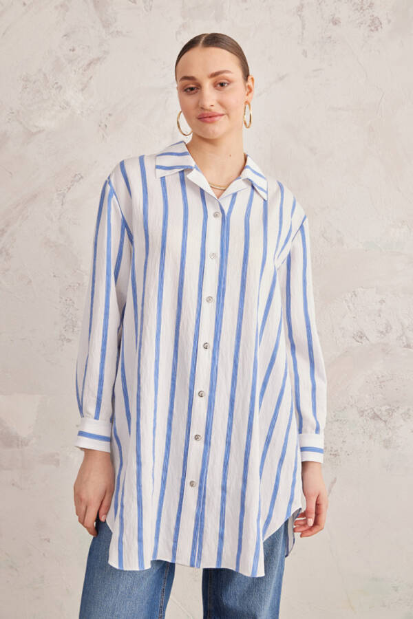 Mavi Çizgili Tunik - 1