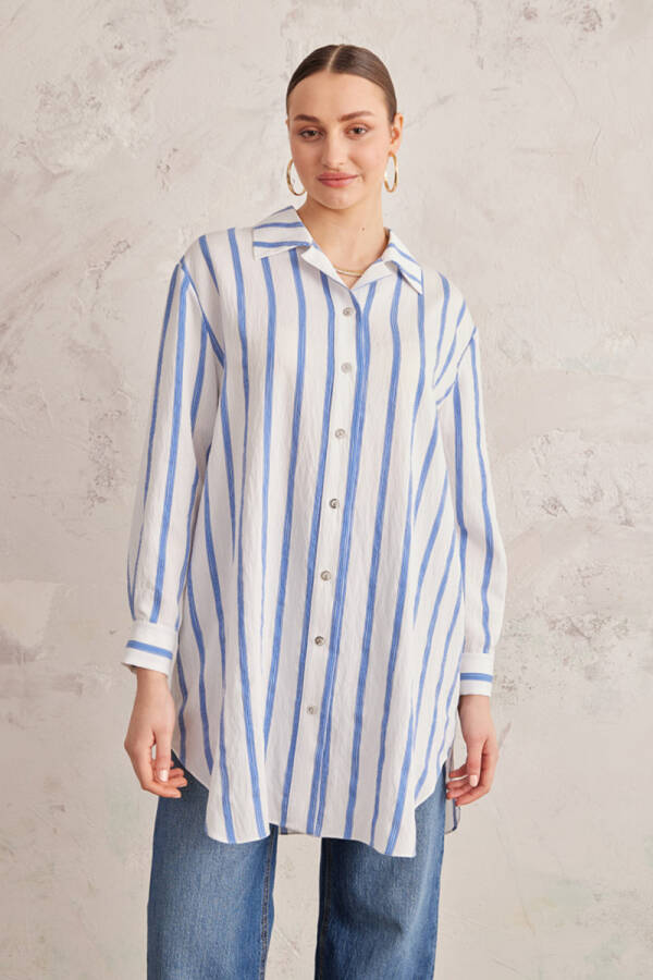 Mavi Çizgili Tunik - 5