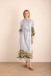 Mavi Desenli , Çizgili Cotton Elbise - 2
