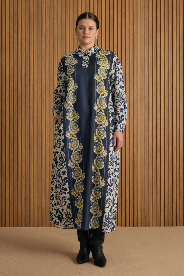 Mavi Desenli Elbise - Aker (1)