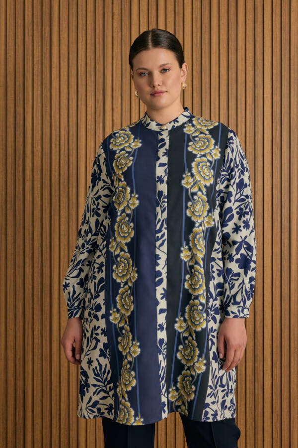 Mavi Desenli Tunik - 4