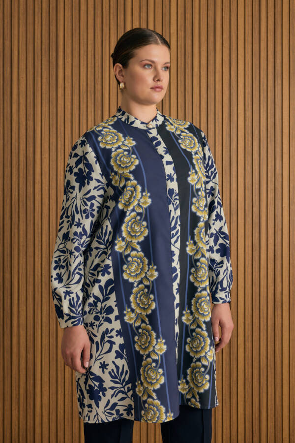 Mavi Desenli Tunik - 5