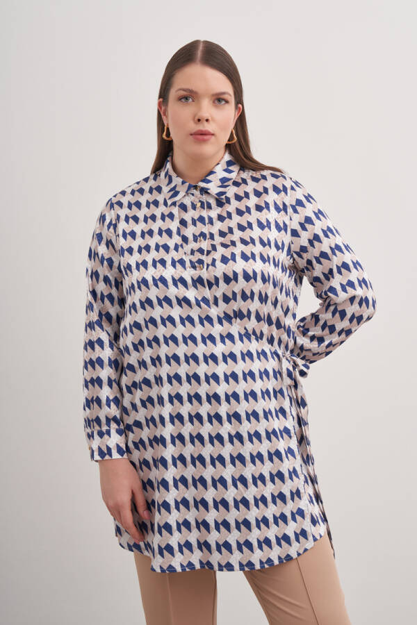 Mavi Desenli Tunik - Aker