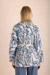 Mavi Desenli Viscon Keten Kimono - 6