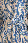 Mavi Desenli Viscon Keten Kimono - 3