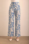 Mavi Desenli Viscon Keten Pantolon - 2