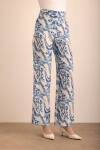 Mavi Desenli Viscon Keten Pantolon - 4