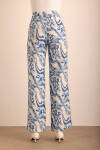 Mavi Desenli Viscon Keten Pantolon - 6