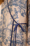 Mavi Desenli Viscon Keten ,Yandan Bağlama Detaylı Sabahlık - 3