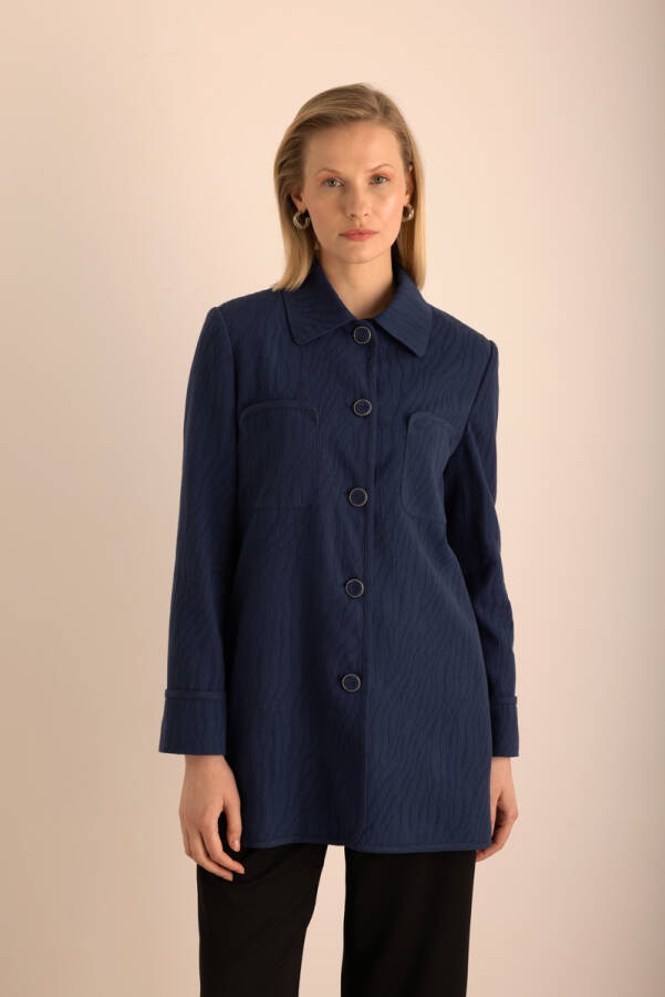 Mavi Dokulu Jakar Kumaş Kap - Aker