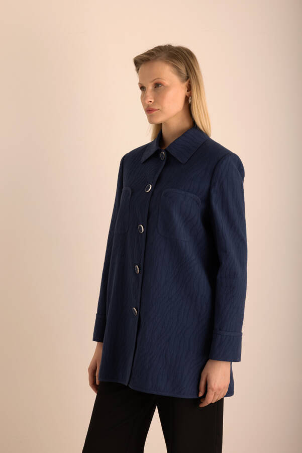 Mavi Dokulu Jakar Kumaş Kap - 5