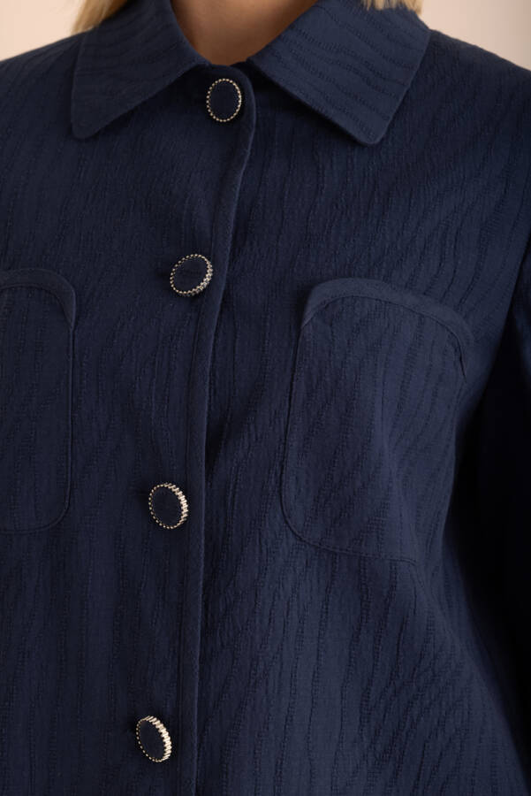 Mavi Dokulu Jakar Kumaş Kap - 3