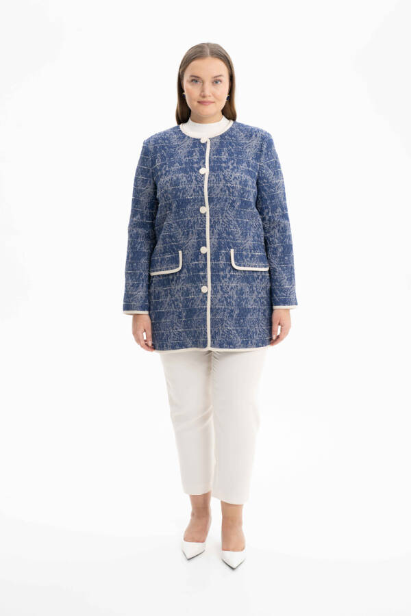 Mavi Grogren Detaylı Dokulu Kumaş Kap - Aker