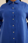 Mavi Keten Gömlek - 5