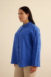 Mavi Keten Gömlek - 4