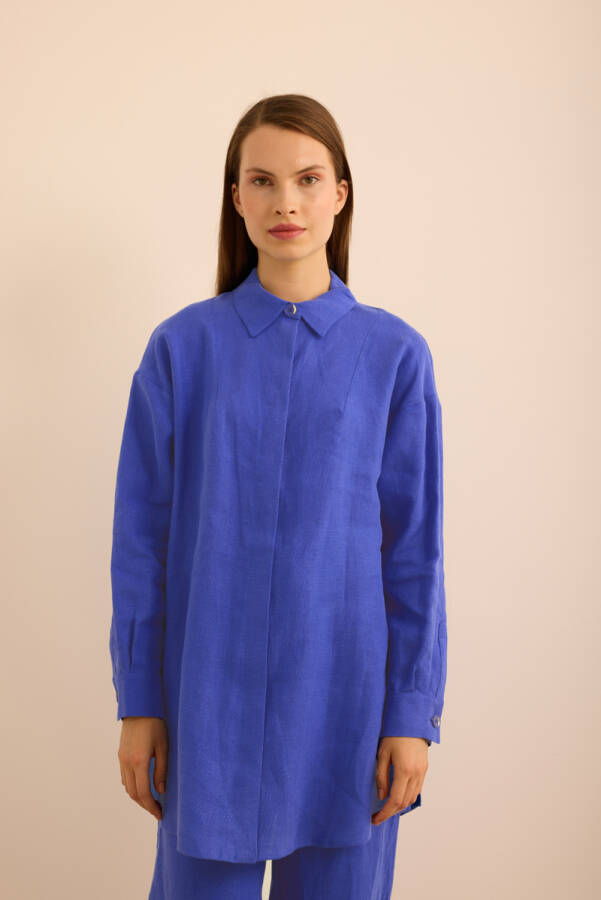 Mavi Keten Tunik - 1
