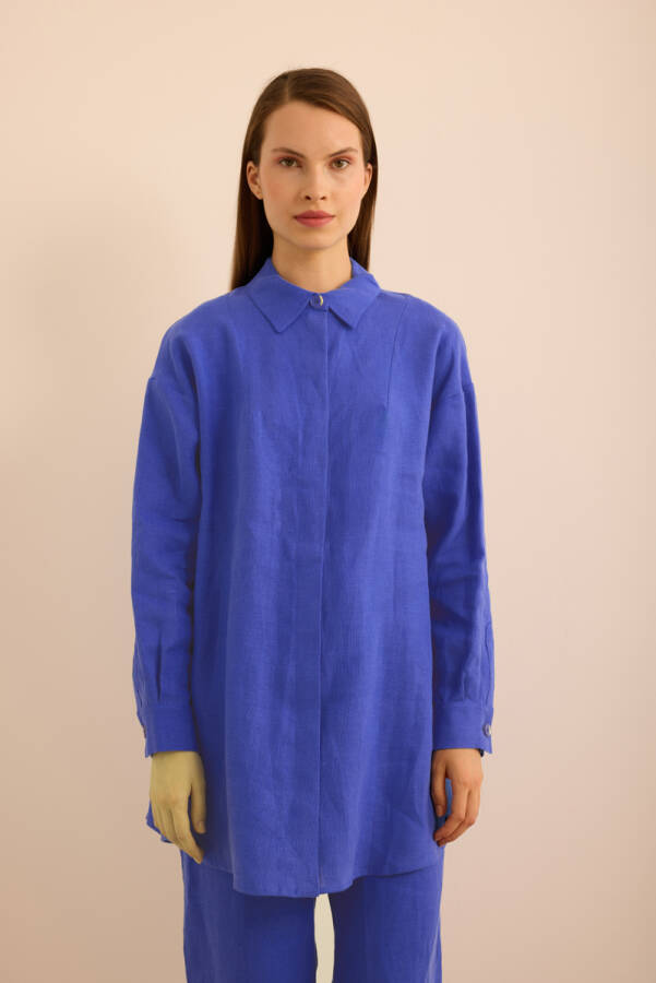 Mavi Keten Tunik - 2