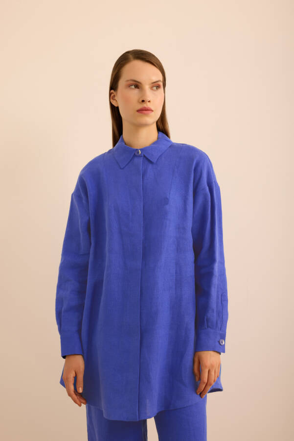 Mavi Keten Tunik - 5