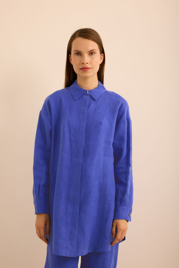 Mavi Keten Tunik - Aker