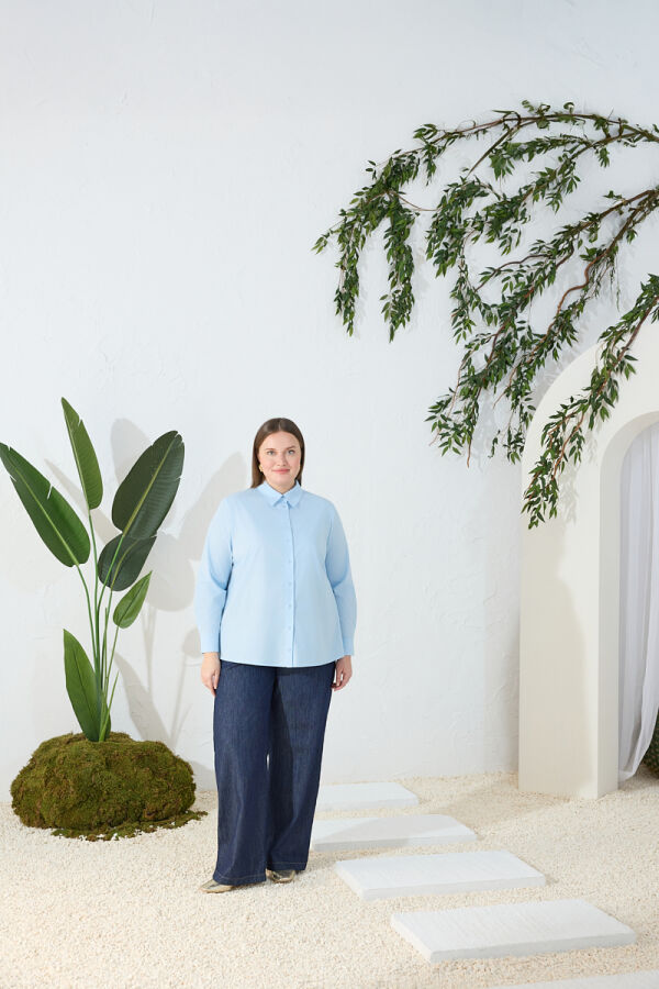 Mavi Klasik Gömlek - 1