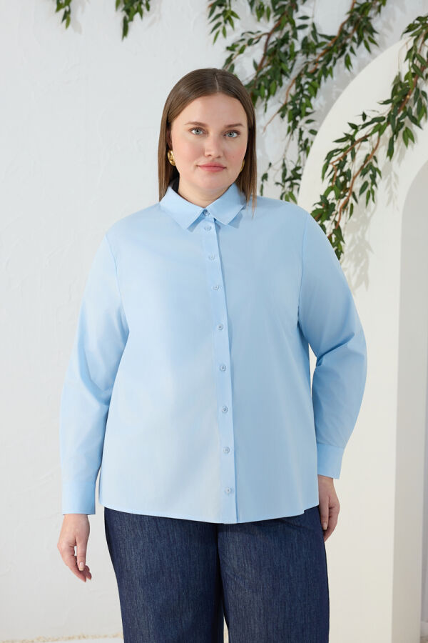 Mavi Klasik Gömlek - 4