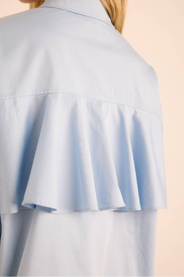 Mavi Sırtı Volan Detaylı Cotton Gömlek - 7